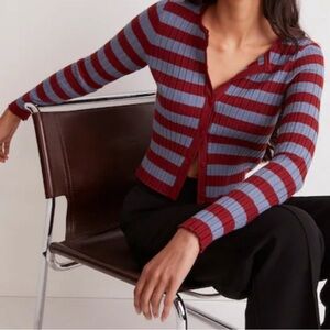 Madewell Striped Red and Blue Cardigan
